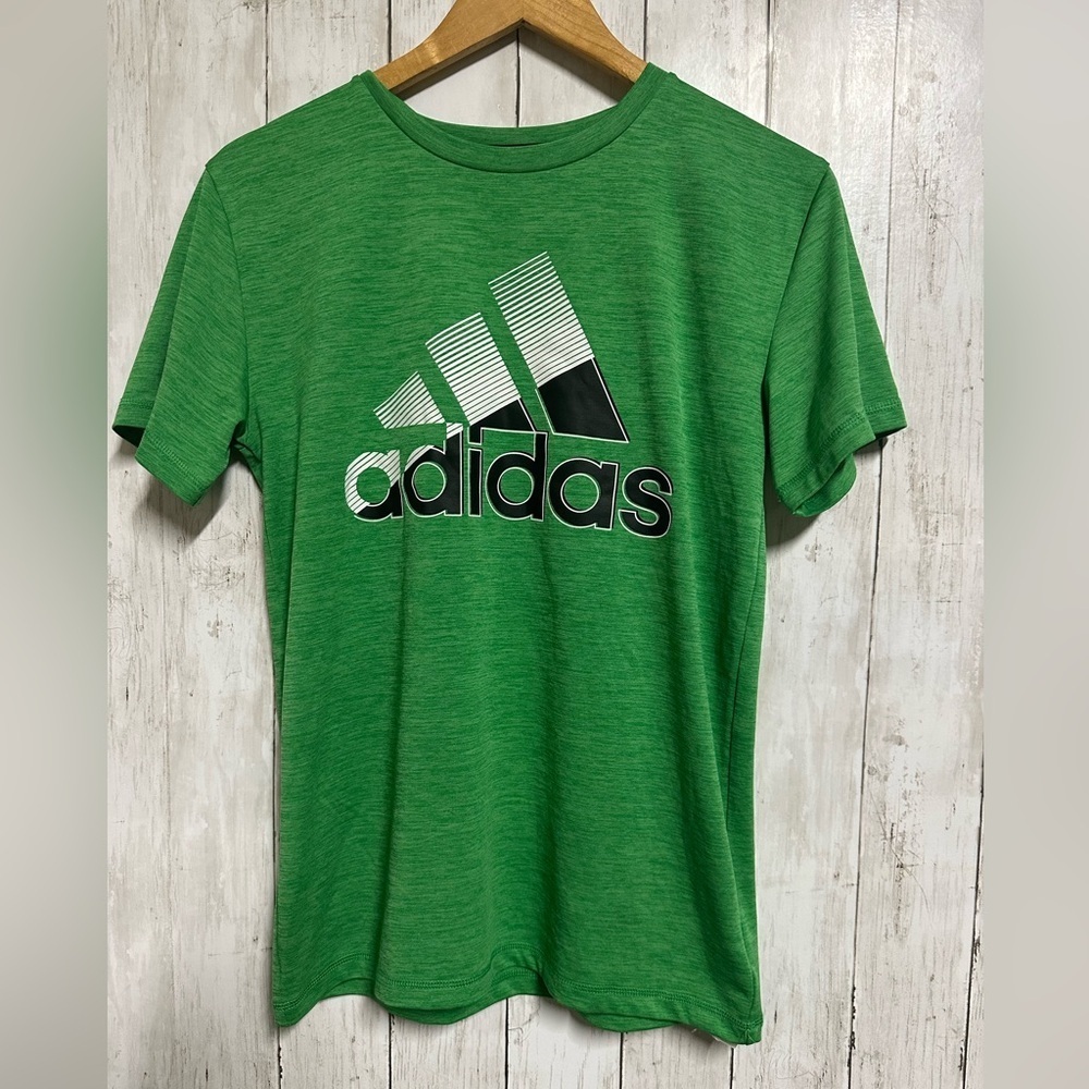 Adidas Green Tee with White Logo Size L